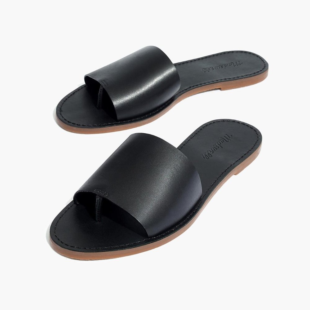 Madewell Black The Boardwalk Post Slide Sandal